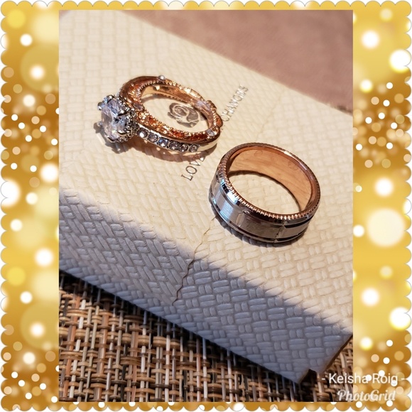 ❤2Pc 14K Rose Gold/White Filled❤ - Picture 1 of 6